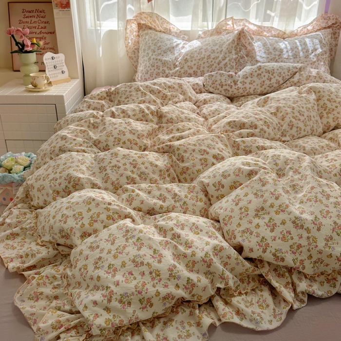 91家纺网 家纺一手货源 找家纺 冕悠家纺 2025新款A类法式花边四件套超柔裸睡级床单被套三件套-风格一+微信提供买家秀 拾染