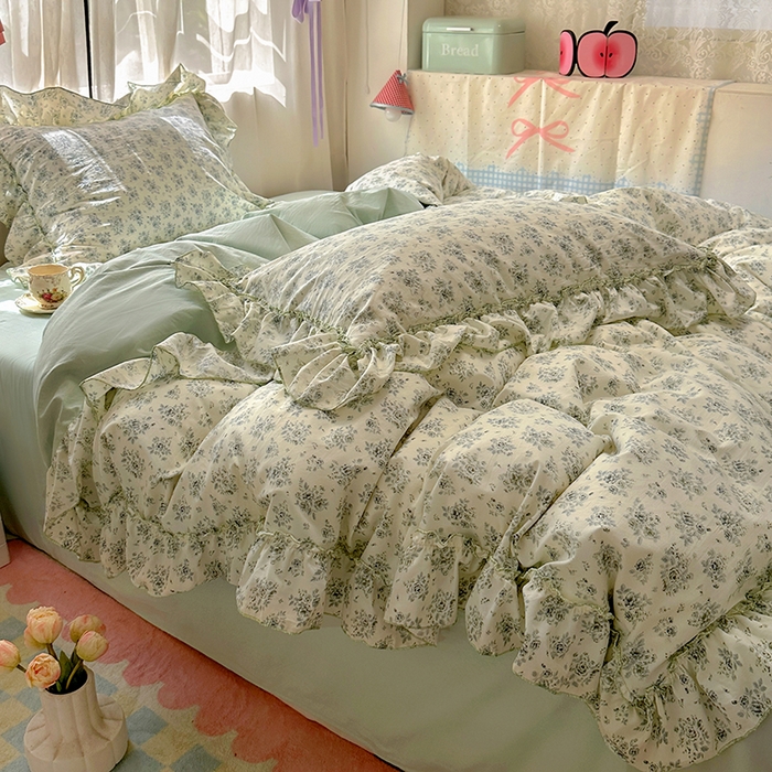 91家纺网 家纺一手货源 找家纺 冕悠家纺 2025新款A类法式花边四件套超柔裸睡级床单被套三件套-风格一+微信提供买家秀 愫月