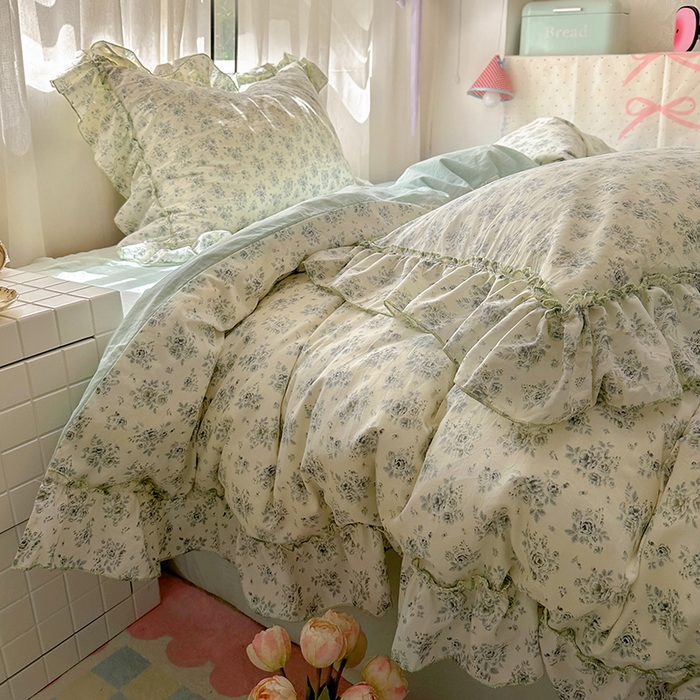 91家纺网 家纺一手货源 找家纺 冕悠家纺 2025新款A类法式花边四件套超柔裸睡级床单被套三件套-风格一+微信提供买家秀 愫月