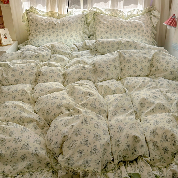 91家纺网 家纺一手货源 找家纺 冕悠家纺 2025新款A类法式花边四件套超柔裸睡级床单被套三件套-风格一+微信提供买家秀 愫月