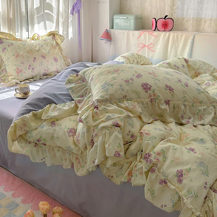 91家纺网 家纺一手货源 找家纺 冕悠家纺 2025新款A类法式花边四件套超柔裸睡级床单被套三件套-风格一+微信提供买家秀 夕颜