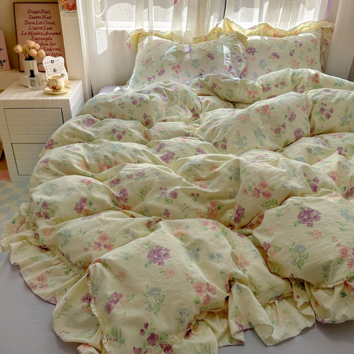 91家纺网 家纺一手货源 找家纺 冕悠家纺 2025新款A类法式花边四件套超柔裸睡级床单被套三件套-风格一+微信提供买家秀 夕颜