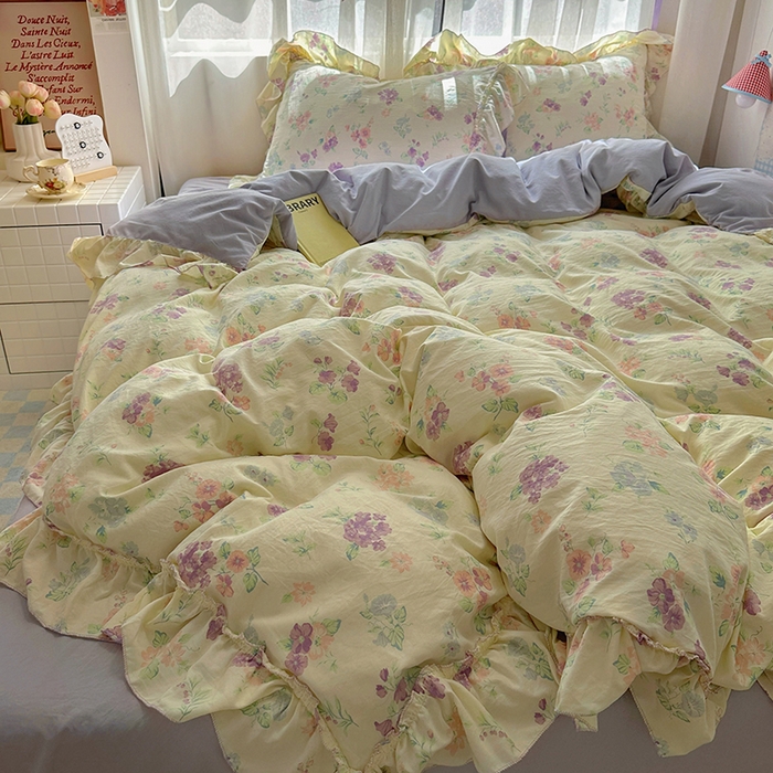 91家纺网 家纺一手货源 找家纺 冕悠家纺 2025新款A类法式花边四件套超柔裸睡级床单被套三件套-风格一+微信提供买家秀 夕颜