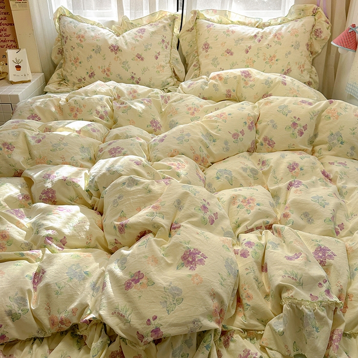 91家纺网 家纺一手货源 找家纺 冕悠家纺 2025新款A类法式花边四件套超柔裸睡级床单被套三件套-风格一+微信提供买家秀 夕柚