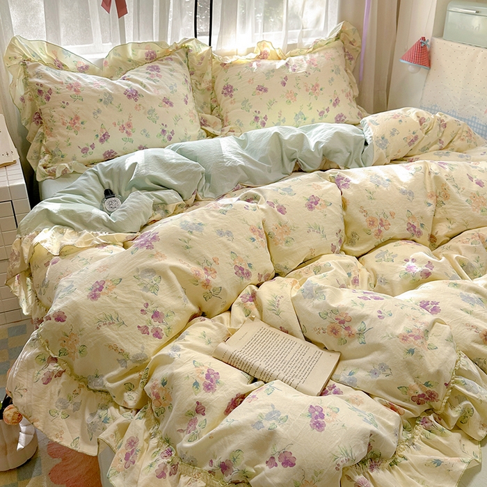 91家纺网 家纺一手货源 找家纺 冕悠家纺 2025新款A类法式花边四件套超柔裸睡级床单被套三件套-风格一+微信提供买家秀 夕柚