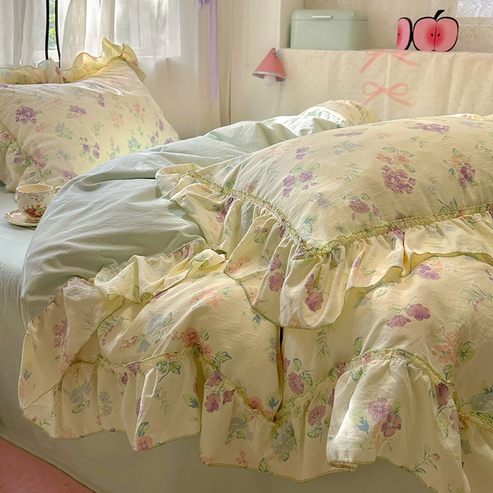 91家纺网 家纺一手货源 找家纺 冕悠家纺 2025新款A类法式花边四件套超柔裸睡级床单被套三件套-风格一+微信提供买家秀 夕柚