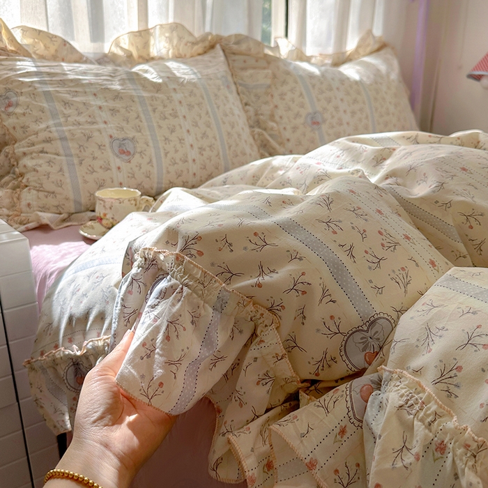 91家纺网 家纺一手货源 找家纺 冕悠家纺 2025新款A类法式花边四件套超柔裸睡级床单被套三件套-风格一+微信提供买家秀 语沁