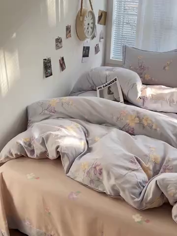 91家纺网 家纺一手货源 找家纺 乐童家纺 2025新款网红直播热款吊边一字绣工艺款四件套 春暖