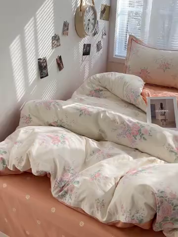 91家纺网 家纺一手货源 找家纺 乐童家纺 2025新款网红直播热款吊边一字绣工艺款四件套 锦簇