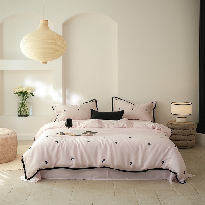 简纯主义 2025新款香氛玫瑰天丝四件套 香氛玫瑰-粉