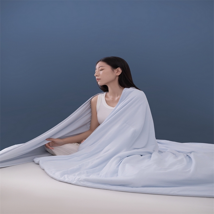 圣梦莱羽绒家纺 2025亚朵同款PRO2.0锦氨夏凉被30%naia棉冰丝被子被芯 青空灰