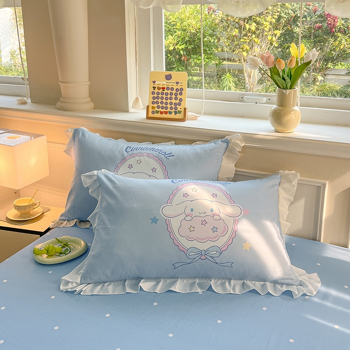 91家纺网 家纺一手货源 找家纺 玉元坊 2025新款三丽鸥白花边被套数码印花大版全棉纯棉卡通三四件套 大版花边-大耳兔