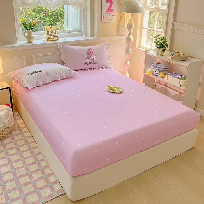 91家纺网 家纺一手货源 找家纺 玉元坊 2025新款三丽鸥白花边被套数码印花大版全棉纯棉卡通三四件套 大版花边-粉兔亲亲