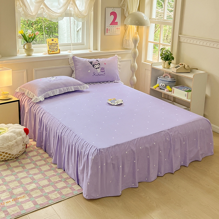 91家纺网 家纺一手货源 找家纺 玉元坊 2025新款三丽鸥白花边被套数码印花大版全棉纯棉卡通三四件套 大版花边-糖果