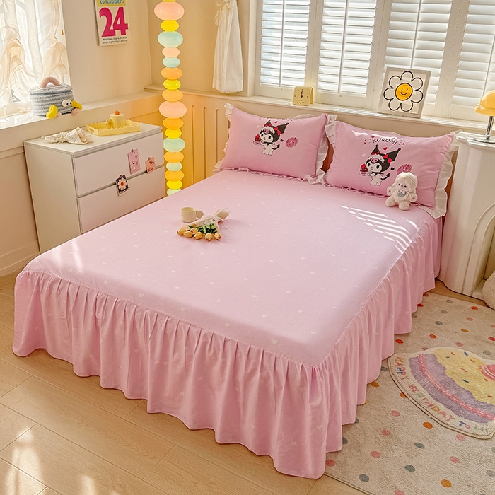 91家纺网 家纺一手货源 找家纺 玉元坊 2025新款三丽鸥白花边被套数码印花大版全棉纯棉卡通三四件套 花边款-美味库洛米