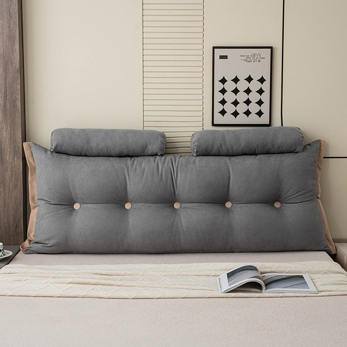 91家纺网 家纺一手货源 找家纺 一兰家纺 2025新款四季通用三角靠垫床头大靠背腰靠沙发靠背可拆洗-希尔系列 希尔-灰色