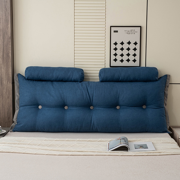 91家纺网 家纺一手货源 找家纺 一兰家纺 2025新款四季通用三角靠垫床头大靠背腰靠沙发靠背可拆洗-希尔系列 希尔-深海蓝
