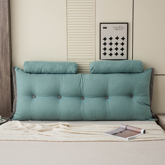 91家纺网 家纺一手货源 找家纺 一兰家纺 2025新款四季通用三角靠垫床头大靠背腰靠沙发靠背可拆洗-希尔系列 希尔-水漾蓝