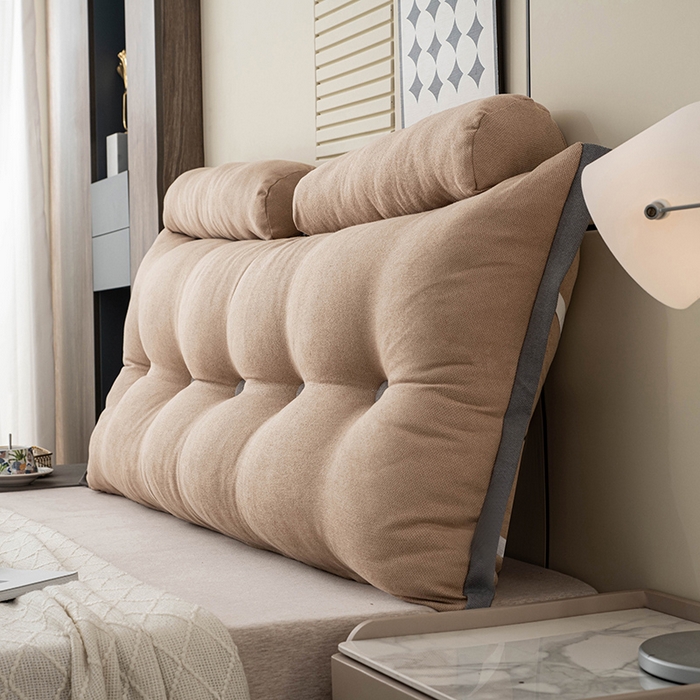 一兰家纺 2025新款四季通用三角靠垫床头大靠背腰靠沙发靠背可拆洗-希尔系列 希尔-淡雅黄