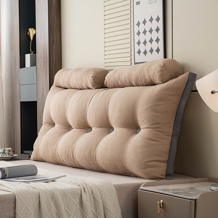 91家纺网 家纺一手货源 找家纺 一兰家纺 2025新款四季通用三角靠垫床头大靠背腰靠沙发靠背可拆洗-希尔系列 希尔-淡雅黄