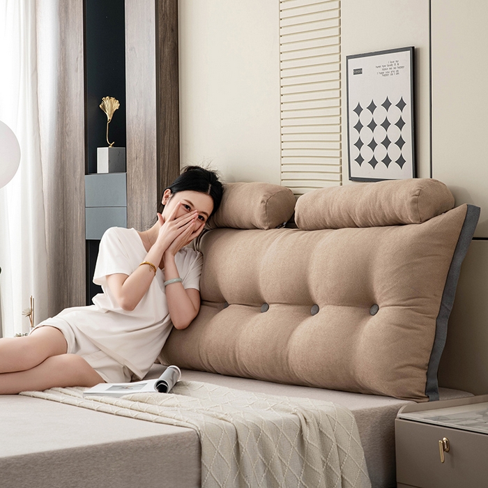 91家纺网 家纺一手货源 找家纺 一兰家纺 2025新款四季通用三角靠垫床头大靠背腰靠沙发靠背可拆洗-希尔系列 希尔-淡雅黄