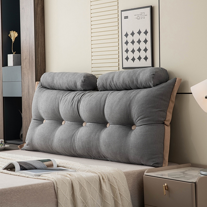 91家纺网 家纺一手货源 找家纺 一兰家纺 2025新款四季通用三角靠垫床头大靠背腰靠沙发靠背可拆洗-希尔系列 希尔-灰色