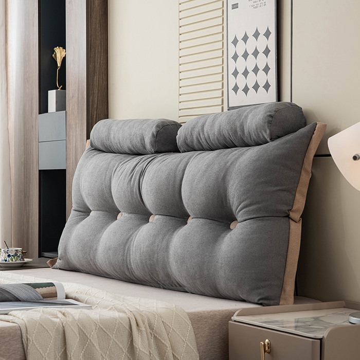 91家纺网 家纺一手货源 找家纺 一兰家纺 2025新款四季通用三角靠垫床头大靠背腰靠沙发靠背可拆洗-希尔系列 希尔-灰色