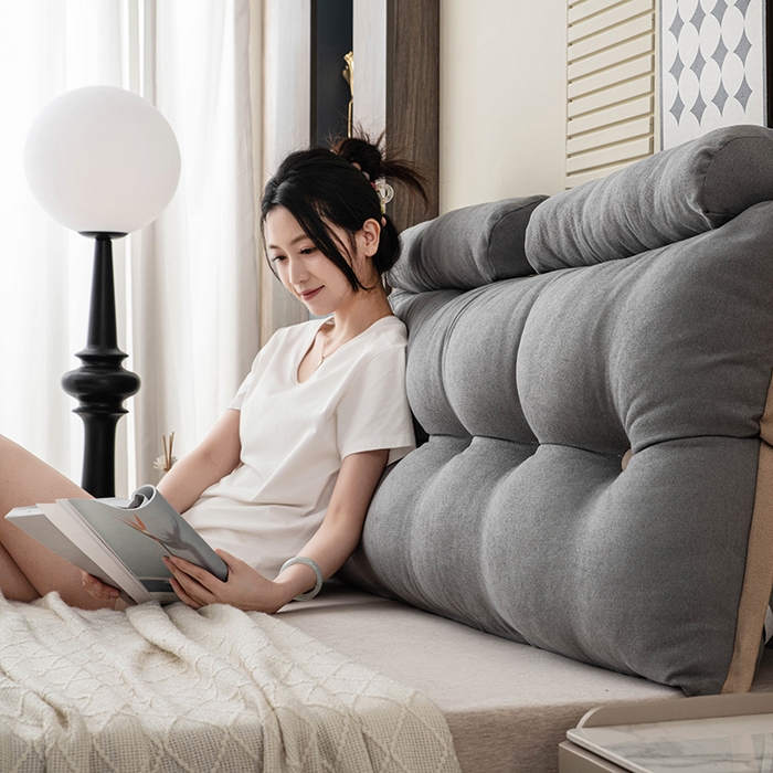 91家纺网 家纺一手货源 找家纺 一兰家纺 2025新款四季通用三角靠垫床头大靠背腰靠沙发靠背可拆洗-希尔系列 希尔-灰色