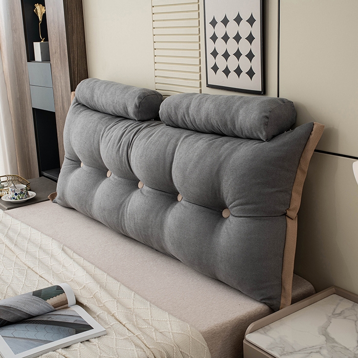 91家纺网 家纺一手货源 找家纺 一兰家纺 2025新款四季通用三角靠垫床头大靠背腰靠沙发靠背可拆洗-希尔系列 希尔-灰色