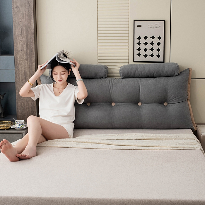 91家纺网 家纺一手货源 找家纺 一兰家纺 2025新款四季通用三角靠垫床头大靠背腰靠沙发靠背可拆洗-希尔系列 希尔-灰色