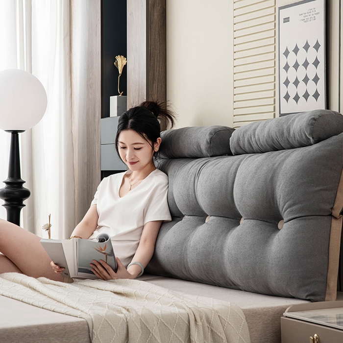 91家纺网 家纺一手货源 找家纺 一兰家纺 2025新款四季通用三角靠垫床头大靠背腰靠沙发靠背可拆洗-希尔系列 希尔-灰色