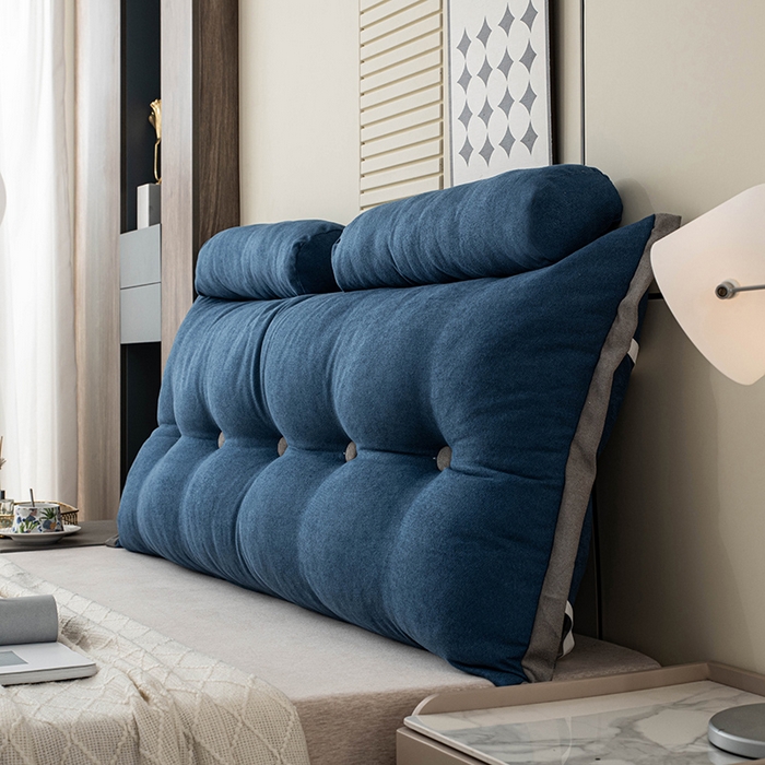 一兰家纺 2025新款四季通用三角靠垫床头大靠背腰靠沙发靠背可拆洗-希尔系列 希尔-深海蓝