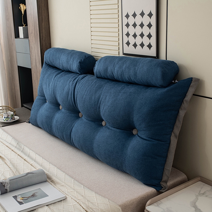 91家纺网 家纺一手货源 找家纺 一兰家纺 2025新款四季通用三角靠垫床头大靠背腰靠沙发靠背可拆洗-希尔系列 希尔-深海蓝