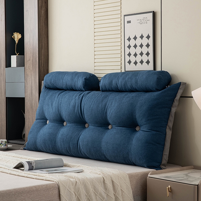 91家纺网 家纺一手货源 找家纺 一兰家纺 2025新款四季通用三角靠垫床头大靠背腰靠沙发靠背可拆洗-希尔系列 希尔-深海蓝