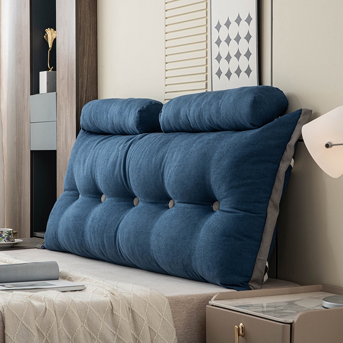 91家纺网 家纺一手货源 找家纺 一兰家纺 2025新款四季通用三角靠垫床头大靠背腰靠沙发靠背可拆洗-希尔系列 希尔-深海蓝