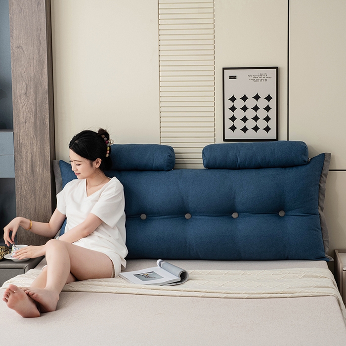 91家纺网 家纺一手货源 找家纺 一兰家纺 2025新款四季通用三角靠垫床头大靠背腰靠沙发靠背可拆洗-希尔系列 希尔-深海蓝