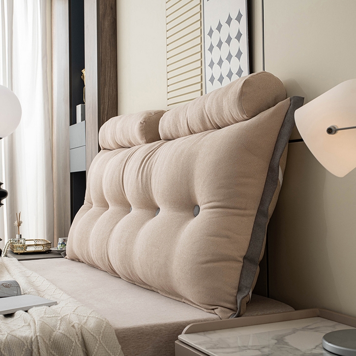 一兰家纺 2025新款四季通用三角靠垫床头大靠背腰靠沙发靠背可拆洗-希尔系列 希尔-深灰边