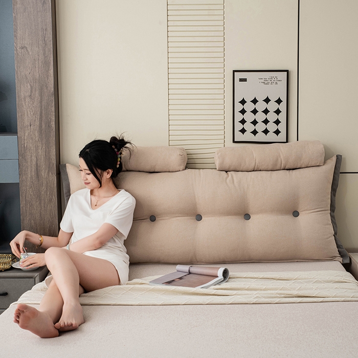 91家纺网 家纺一手货源 找家纺 一兰家纺 2025新款四季通用三角靠垫床头大靠背腰靠沙发靠背可拆洗-希尔系列 希尔-深灰边