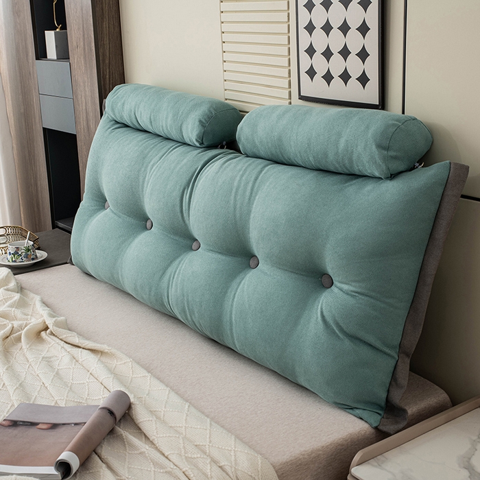 91家纺网 家纺一手货源 找家纺 一兰家纺 2025新款四季通用三角靠垫床头大靠背腰靠沙发靠背可拆洗-希尔系列 希尔-水漾蓝