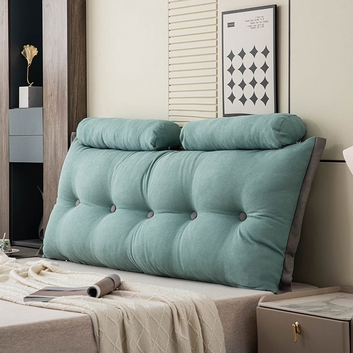 91家纺网 家纺一手货源 找家纺 一兰家纺 2025新款四季通用三角靠垫床头大靠背腰靠沙发靠背可拆洗-希尔系列 希尔-水漾蓝