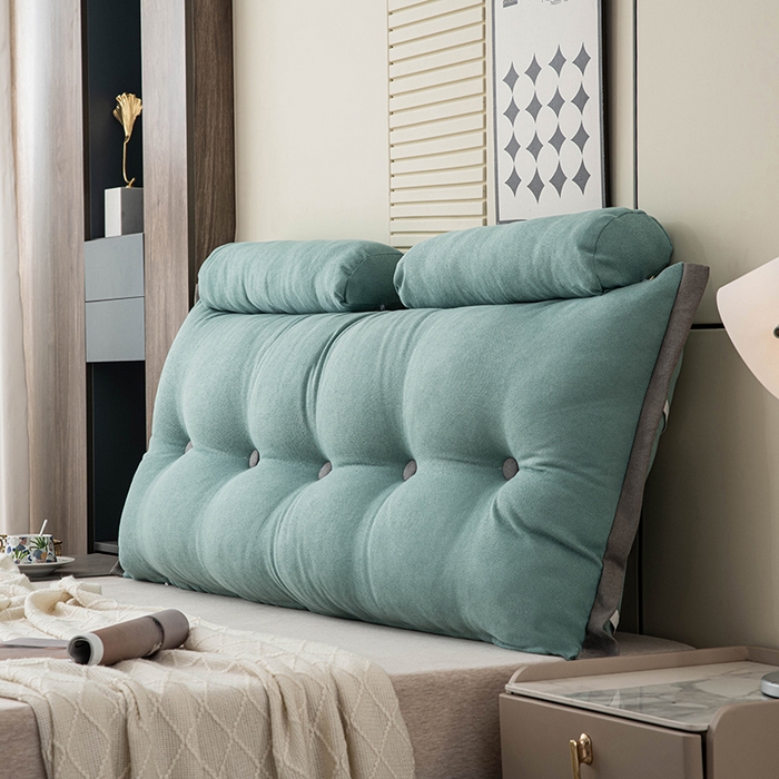 91家纺网 家纺一手货源 找家纺 一兰家纺 2025新款四季通用三角靠垫床头大靠背腰靠沙发靠背可拆洗-希尔系列 希尔-水漾蓝