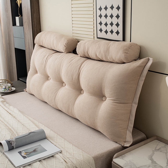 91家纺网 家纺一手货源 找家纺 一兰家纺 2025新款四季通用三角靠垫床头大靠背腰靠沙发靠背可拆洗-希尔系列 希尔-质感米