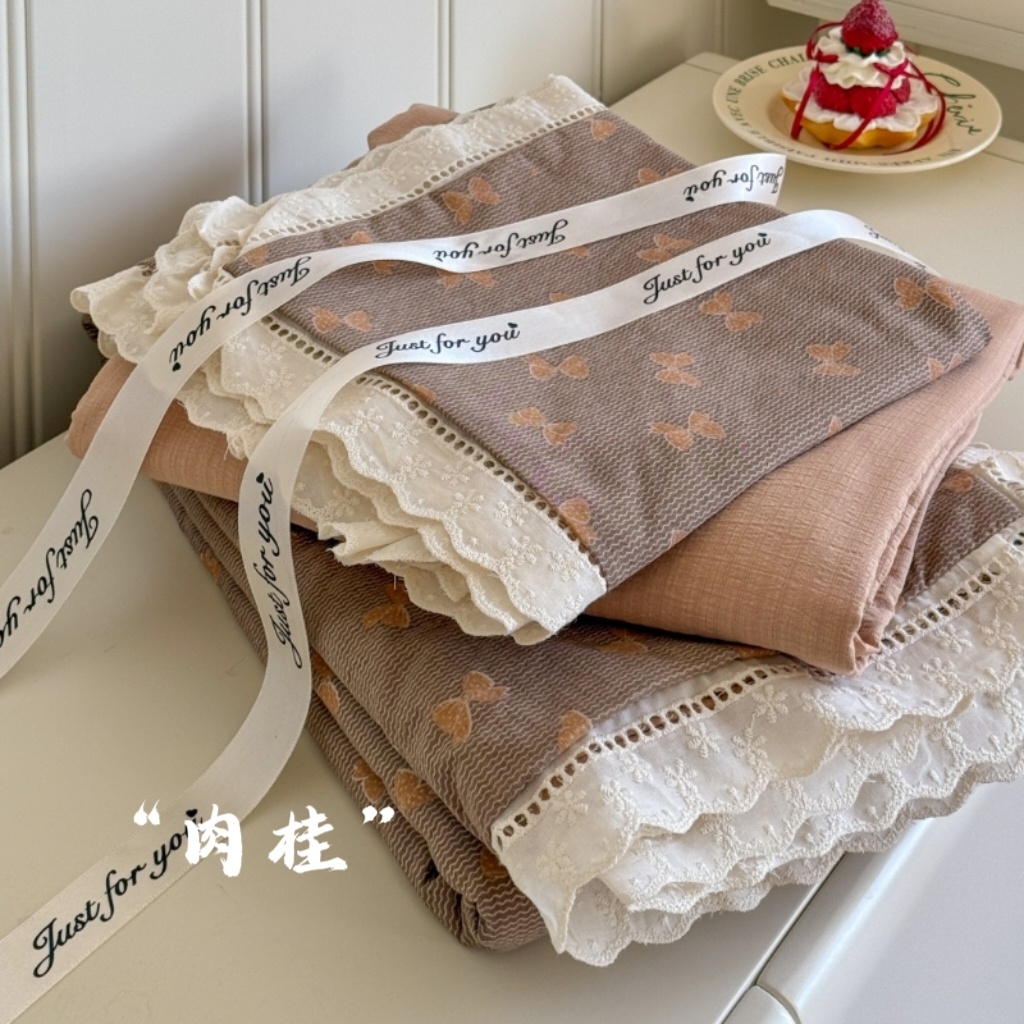 贝扬思家纺 2025新款云感双层纱镂空花边套件系列 肉桂