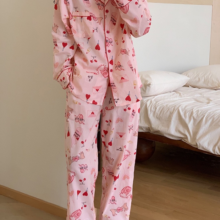 91家纺网 家纺一手货源 找家纺 （总）妍景家居生活馆 2025新款82729 韩系粉粉爱心樱桃套装