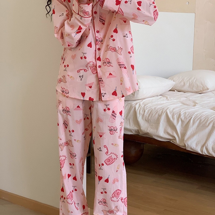 91家纺网 家纺一手货源 找家纺 （总）妍景家居生活馆 2025新款82729 韩系粉粉爱心樱桃套装