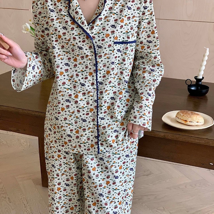 91家纺网 家纺一手货源 找家纺 （总）妍景家居生活馆 2025新款82780 韩系彩色叶翻领套装