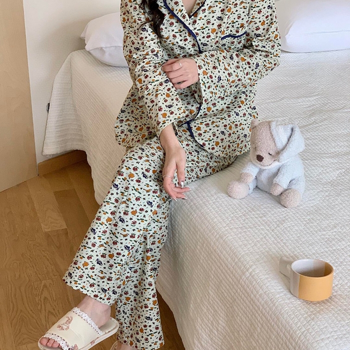 91家纺网 家纺一手货源 找家纺 （总）妍景家居生活馆 2025新款82780 韩系彩色叶翻领套装