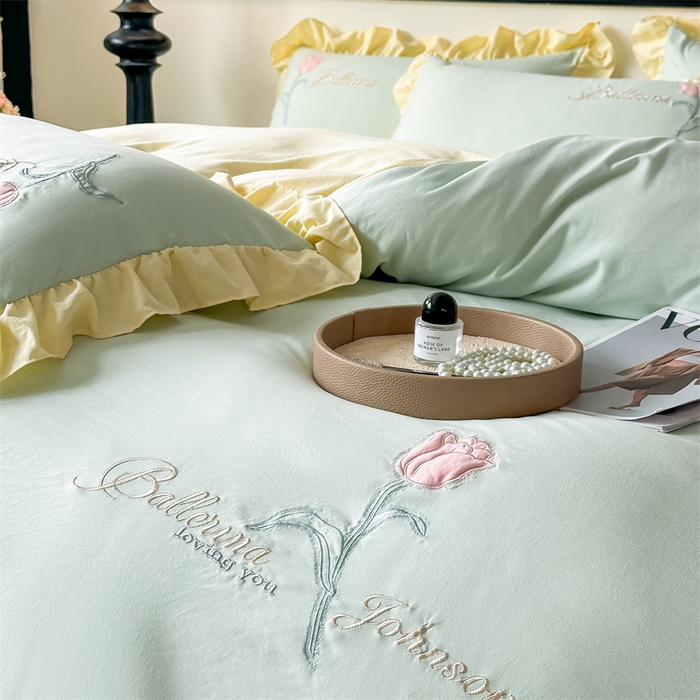 91家纺网 家纺一手货源 找家纺 （总）梦庭帛美 2025新款韩版AB版花边贴布绣花床单床笠四件套