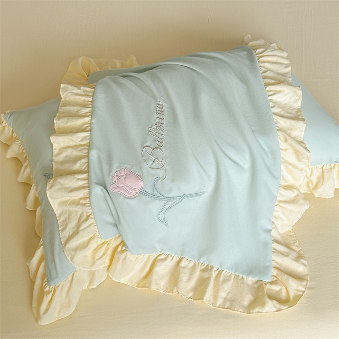 91家纺网 家纺一手货源 找家纺 （总）梦庭帛美 2025新款韩版AB版花边贴布绣花床单床笠四件套