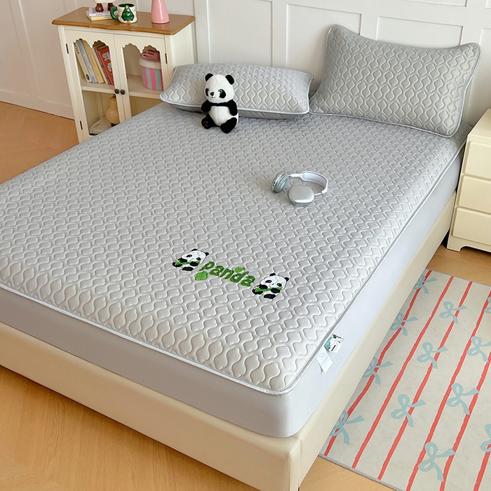 91家纺网 家纺一手货源 找家纺 三盛源 2025新款凉感丝凉席床笠夏季加厚冰丝凉席床套 床笠款-浅灰